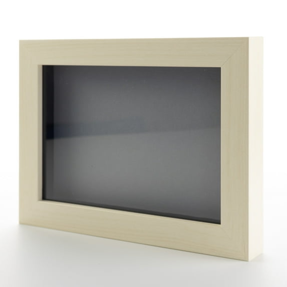 6x6 Shadow Box Frame Light Real Wood with a Grey Acid-Free Backing | 3/4" of Usuable Depth | UV