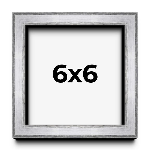 6x6 Shadow Box Frame Silver | 1.375 Inches Deep Real Wood Contemporary Shadowbox Display Frame | UV