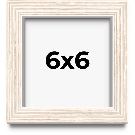 6x6 Shadow Box Frame White | 1.125 Inches Deep Real Wood Rustic Shadowbox Display Frame | UV