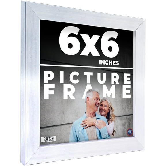 6x6 Silver Metallic Wood Frame - 'Brushed Steel' Thin - Great for Posters, Photos, Art Prints,