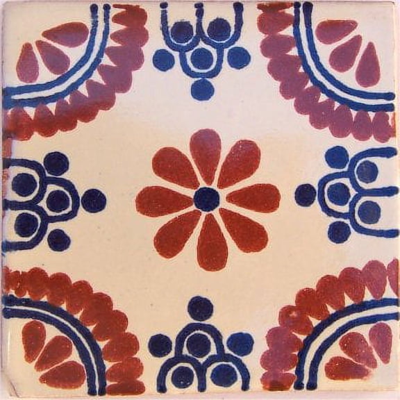 6x6 Terra Madrid Talavera Mexican Tile, Set of 4 pcs