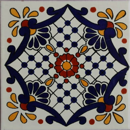 6x6 Tormes Talavera Mexican Tile, Set of 4 pcs