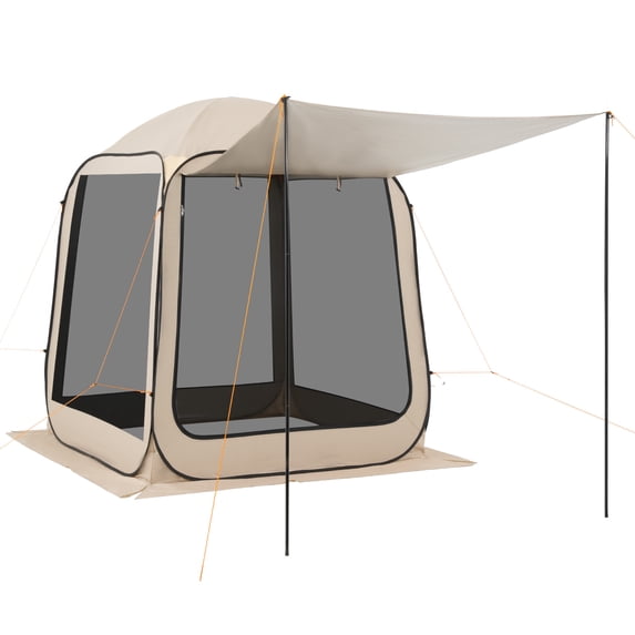 6x6 ft Pop Up Screen Tent Beige, Netting Sides for Patio