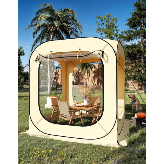 6x6 ft Pop Up Sports Tent, Camping Sun Shelter, Coldproof & Windproof, Screen House Tent Pop-Up,Instant Shelter, for Patio, Deck, Outdoor