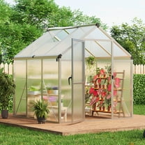6x6FT Greenhouse, Walk in Greenhouses for Outdoors and Seasons Garden Planting, GreenHouses with Quick Setup Structure and Roof Vent, White