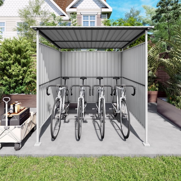 6x6FT Hardtop Metal Pergola, Lean to Weatherproof Gazebo Shelter for Patio, Deck, Backyard, Bike and Grill Storage