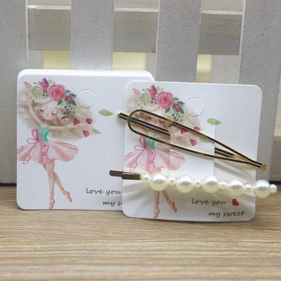 6x6cm 50pcs square shape white /brown hair card jewelry package hair clip card black blank paper hairclaw oranments display card girl 50card