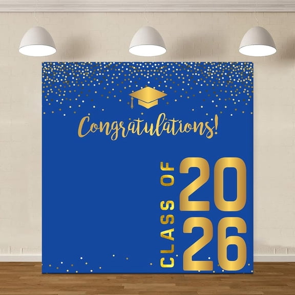 6x6ft Black Gold Graduation Backdrop Class of 2026 Glitter Photography Background Minimalist Circular Dots Graduation Backdrop for Graduation Prom Send Off Party Photo Banner Decor