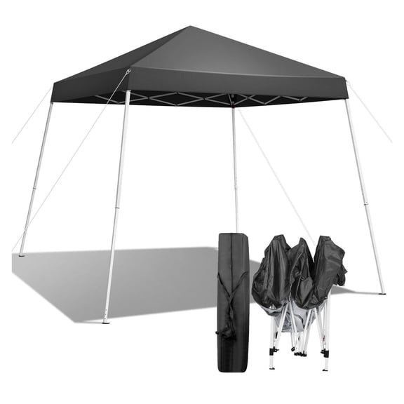 6x6ft Canopy Tent Outdoor Portable Gazebo - Camping, Patio, Shade - Foldable Canopy with Carry Bag & Slant Legs - Dark Grey