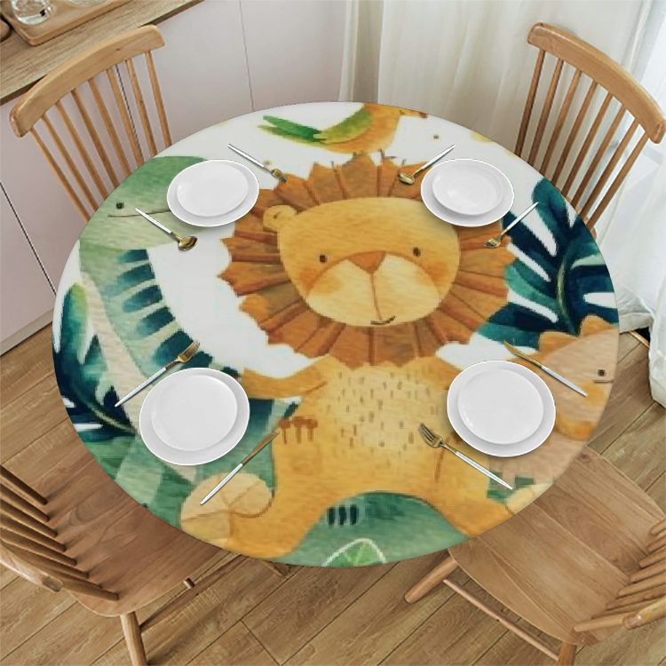 LFEEY Wild One Round Backdrop Cover 7.2 Ft Wild Animal Jungle Circle Backdrop Stand Cover Safari Animal Round Tropical Backdrop Photography For Birthday Party Baby Shower Polyester Fabric