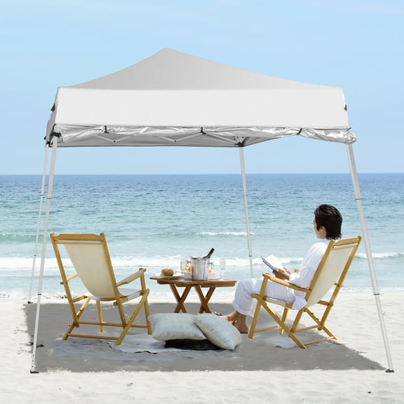 6x6ft Outdoor Folding Canopy Gazebo Portable Backpack Sun Shelter with Sun Protection Easy Setup White