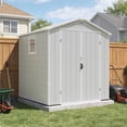 thumbnail image 1 of Homall 6x6ft Outdoor Plastic Storage Shed with Window,Weather-Resistant, Easy Assembly, Wood-Effect Garden Tool House,White, 1 of 7