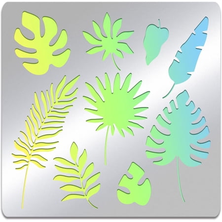 6x6inch Tropical leaf Pattern Stainless Steel Stencils Jungle Leaf Elements Templates Tool