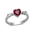 thumbnail image 1 of 6x6mm Red Heart Cut CZ Center Womens Stainless Steel Promise Ring - Size 10, 1 of 4