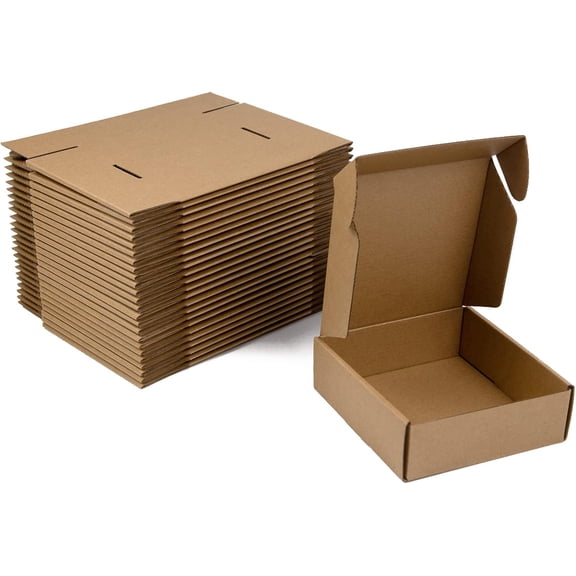 6x6x2 Inches Shipping Boxes Pack of 25, Brown Corrugated Cardboard Boxes for Small Bussiness, Packing and Mailing