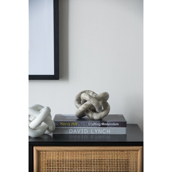 6x6x6" Decorative Marble Chain Sculpture- Hand Carved Coffee Table Decoration, Boho Chain Link Decor, Modern Shelf, Rustic Objects for Home Living Room Bedroom 