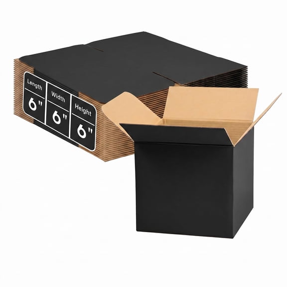 6x6x6 Inch Black Corrugated Cardboard Shipping Mailer Boxes
