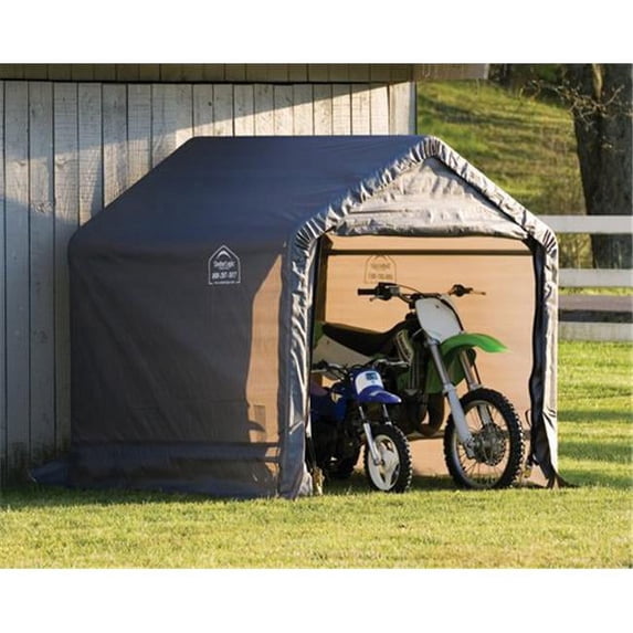 6x6x6 ft. Peak Style Storage Shed 1-.38 in. Frame Grey Cover