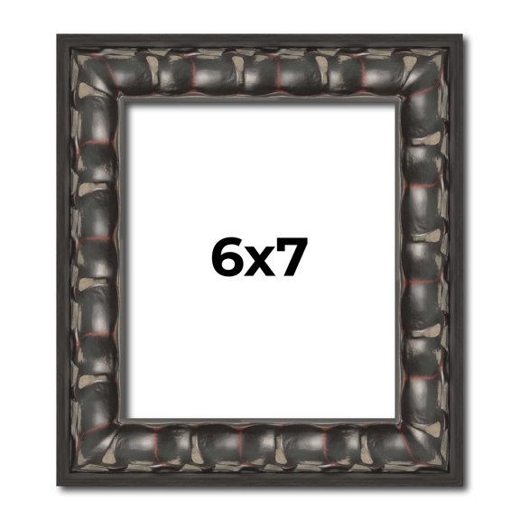 6x7 Frame Black-Brown Medieval Solid Wood Picture Frame | 1.5 Inch Moulding Width | Gotham Beveled