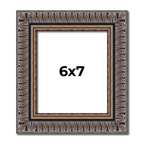 6x7 Frame Black Feather Payton Ornate Solid Wood Picture Frame Width 1.75 Inches | Interior Depth