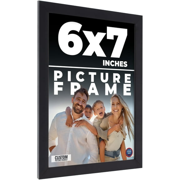 6x7 Frame Black Real Wood Picture Frame Width 0.75 inches | Interior Frame Depth 0.5 inches | Noir