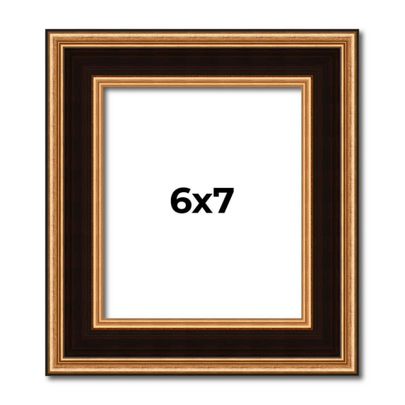 6x7 Frame Gold Brown Plein Air Vintage Solid Wood Picture Frame | 1.75 Inches Moulding Width |