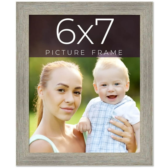 6x7 Frame Grey Real Wood Picture Frame Width 1.5 Inches | Interior Frame Depth 0.5 Inches | Barn