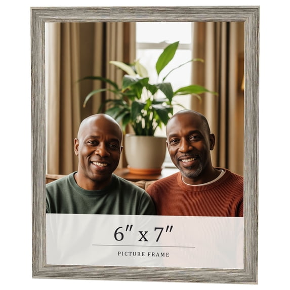 6x7 Frame Grey Solid Wood Picture Frame Width 1 Inches | Interior Frame Depth 0.5 Inches |