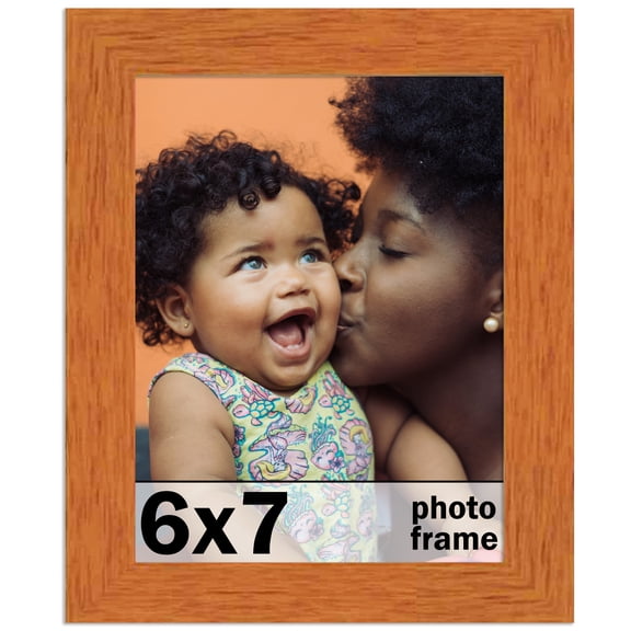 6x7 Frame Honey Pecan Brown Picture Frame - Modern Photo Frame Includes UV Acrylic Shatter Guard