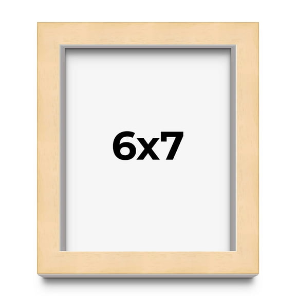 6x7 Frame Natural Wood Picture Frame | 0.75 Inch Moulding Width | with UV Acrylic Plexiglass, Foam