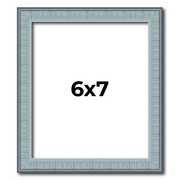 6x7 Frame Rustic Sky Blue Solid Wood Picture Frame | 0.75 Inch Moulding Width |Includes UV Acrylic