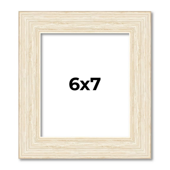 6x7 Frame White Barnwood Picture Frame - Complete Modern Photo Frame Includes UV Acrylic