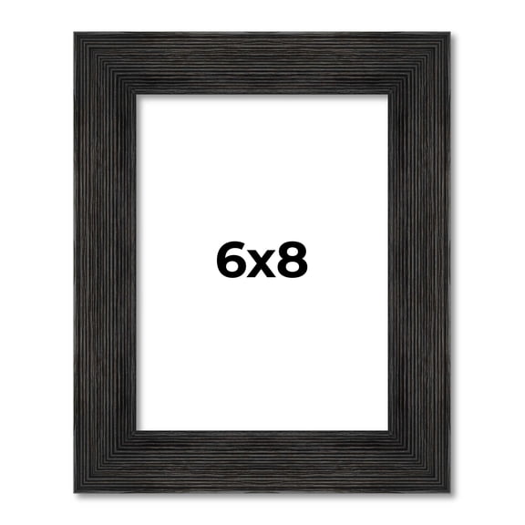 6x8 Distressed/Aged Black Wood Picture Frame - UV Acrylic, Foam Board Backing, & Hanging Hardware Included!