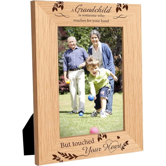 6x8 Engraved Wooden Picture Frame Grandchild Picture Frames Rustic Photo Frame with Solid Wood and High Definition Glass for Table Display Pictures and Wall Mounting Photo Red