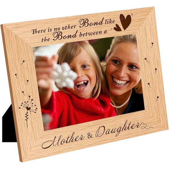 6x8 Engraved Wooden Picture Frame Mother Picture Frames Rustic Photo Frame with Solid Wood and High Definition Glass for Table Display Pictures and Wall Mounting Photo Red