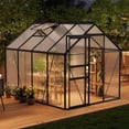 thumbnail image 1 of 6x8 FT Greenhouse Kit for Outdoors – Durable Aluminum Frame, Sliding Lockable Door, Adjustable Roof Vent, Gutter System, Easy Assembly 5-Black, 1 of 7