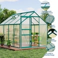 thumbnail image 1 of 6x8 FT Greenhouse Kit for Outdoors – Durable Aluminum Frame, Sliding Lockable Door, Adjustable Roof Vent, Gutter System, Easy Assembly 5-Green, 1 of 7