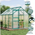 thumbnail image 1 of 6x8 FT Greenhouse Kit for Outdoors – Durable Aluminum Frame, Sliding Lockable Door, Adjustable Roof Vent, Gutter System, Easy Assembly–Black, 1 of 6