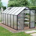 thumbnail image 1 of 6x8 FT Polycarbonate Greenhouse Raised Base And Anchor Aluminum Heavy Duty Walk-in Greenhouses For Outdoor Backyard In All Season,Black 6*12FT, 1 of 10
