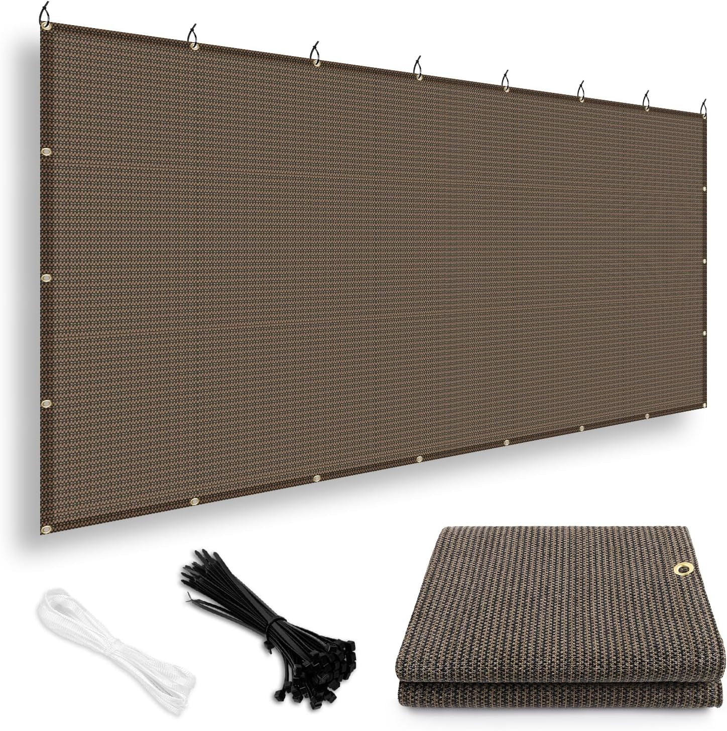 6x8 FT Sun Shade Cloth 95% UV Protection Pergola Shade Cover HDPE Material Outdoor Shade Tarp with Grommets for Patio Porch Pergola Outside, Brown