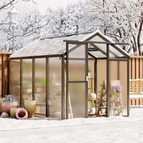 6x8 FT Walk-in Greenhouse for Outdoors – Aluminum Frame, Polycarbonate Panels, Roof Vent, Rain Gutter, Sliding Lockable Door, Easy Setup for Garden & Backyard, Black