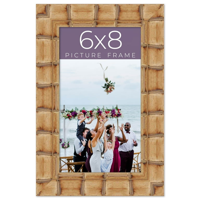 6x8 Frame Beige Real Wood Picture Frame Width 3 inches | Interior Frame  Depth 0.5 inches | Natural