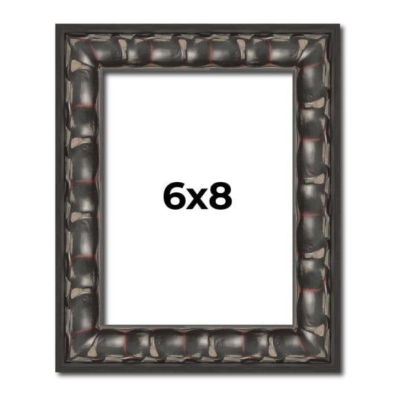 6x8 Frame Black-Brown Medieval Solid Wood Picture Frame | 1.5 Inch Moulding Width | Gotham Beveled