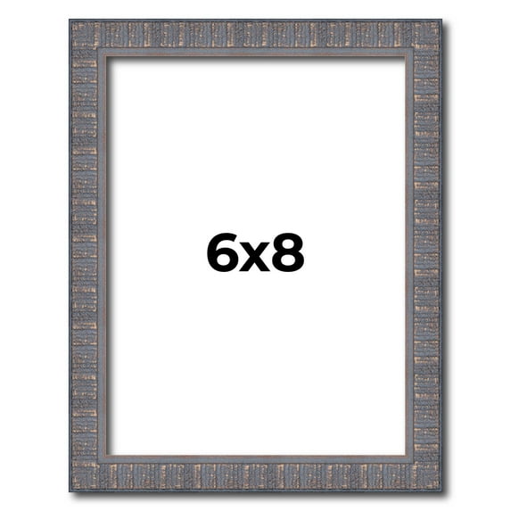 6x8 Frame Blue Kingsley Pewter Solid Wood Picture Frame Width 0.75 Inches |Interior Depth 0.5