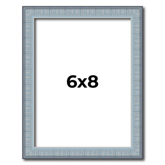 6x8 Frame Blue Scuffed Farm Board Solid Wood Picture Frame Width 0.75 Inches | Interior Depth 0.5
