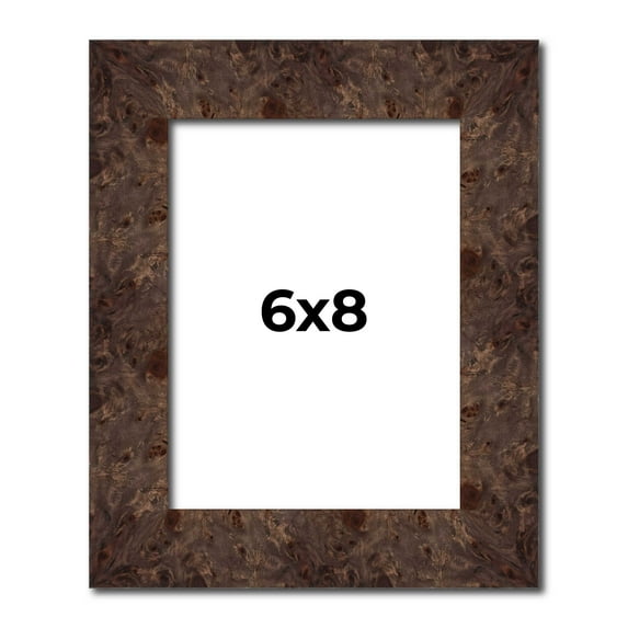 6x8 Frame Brown Burl Real Wood Picture Frame Width 1.625 Inches | Interior Frame Depth 0.5 Inches |