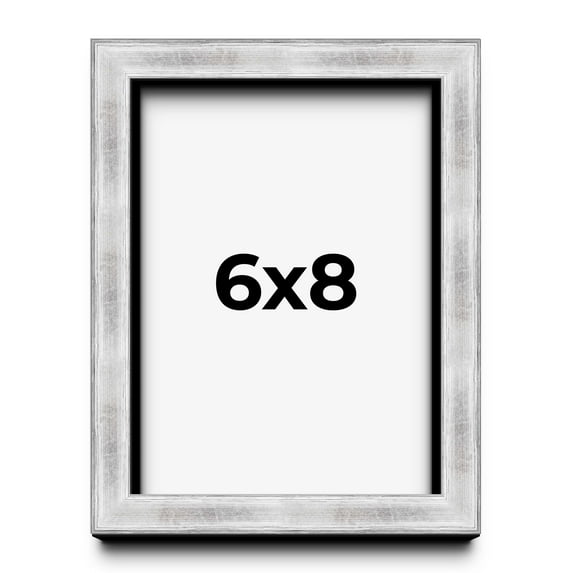 6x8 Frame Brushed Silver Solid Wood Picture Frame | 0.75 Inch Moulding Width | Rabbet Depth 0.75