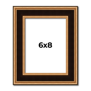 6x8 Frame Gold Brown Plein Air Vintage Solid Wood Picture Frame | 1.75 Inches Moulding Width |