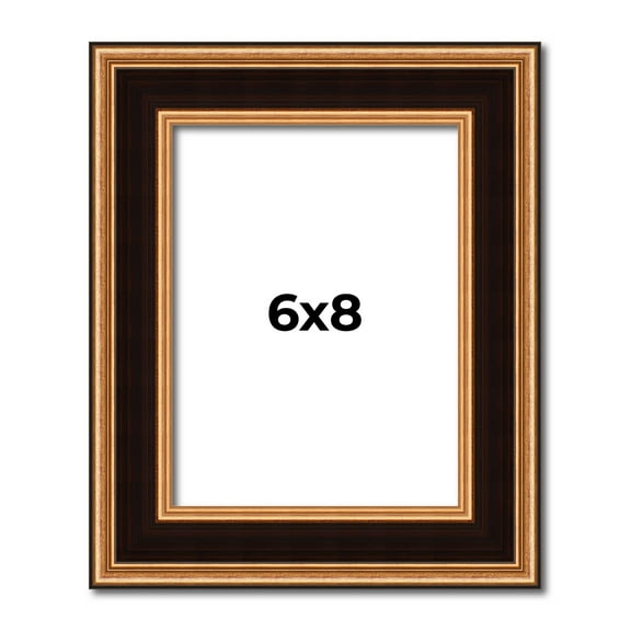 6x8 Frame Gold Brown Plein Air Vintage Solid Wood Picture Frame | 1.75 Inches Moulding Width |