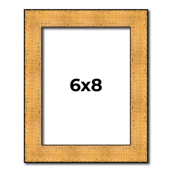 6x8 Frame Gold Rustic Solid Wood Picture Frame | 1.25 Inch Wide Moulding | Rustique Gold Collection
